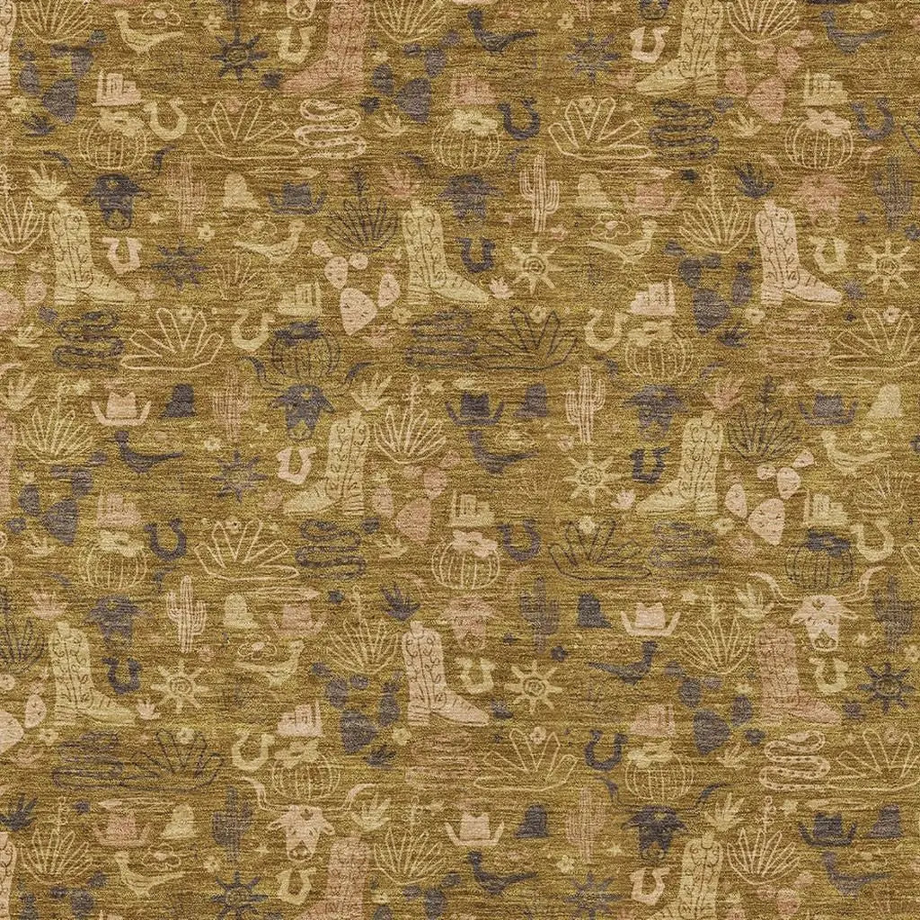 3' X 5' Walnut And Gold Stars Washable Indoor Outdoor Area Rug Homeroots Outdoor