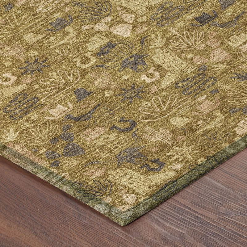3' X 5' Walnut And Gold Stars Washable Indoor Outdoor Area Rug Homeroots Outdoor
