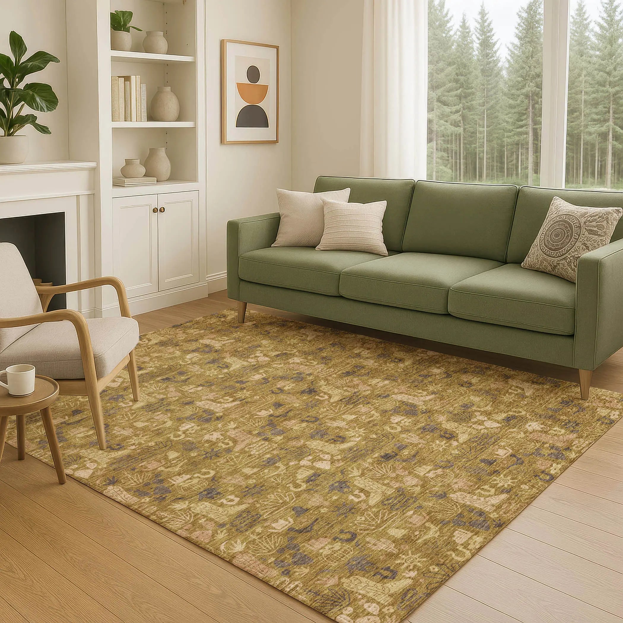 3' X 5' Walnut And Gold Stars Washable Indoor Outdoor Area Rug Homeroots Outdoor