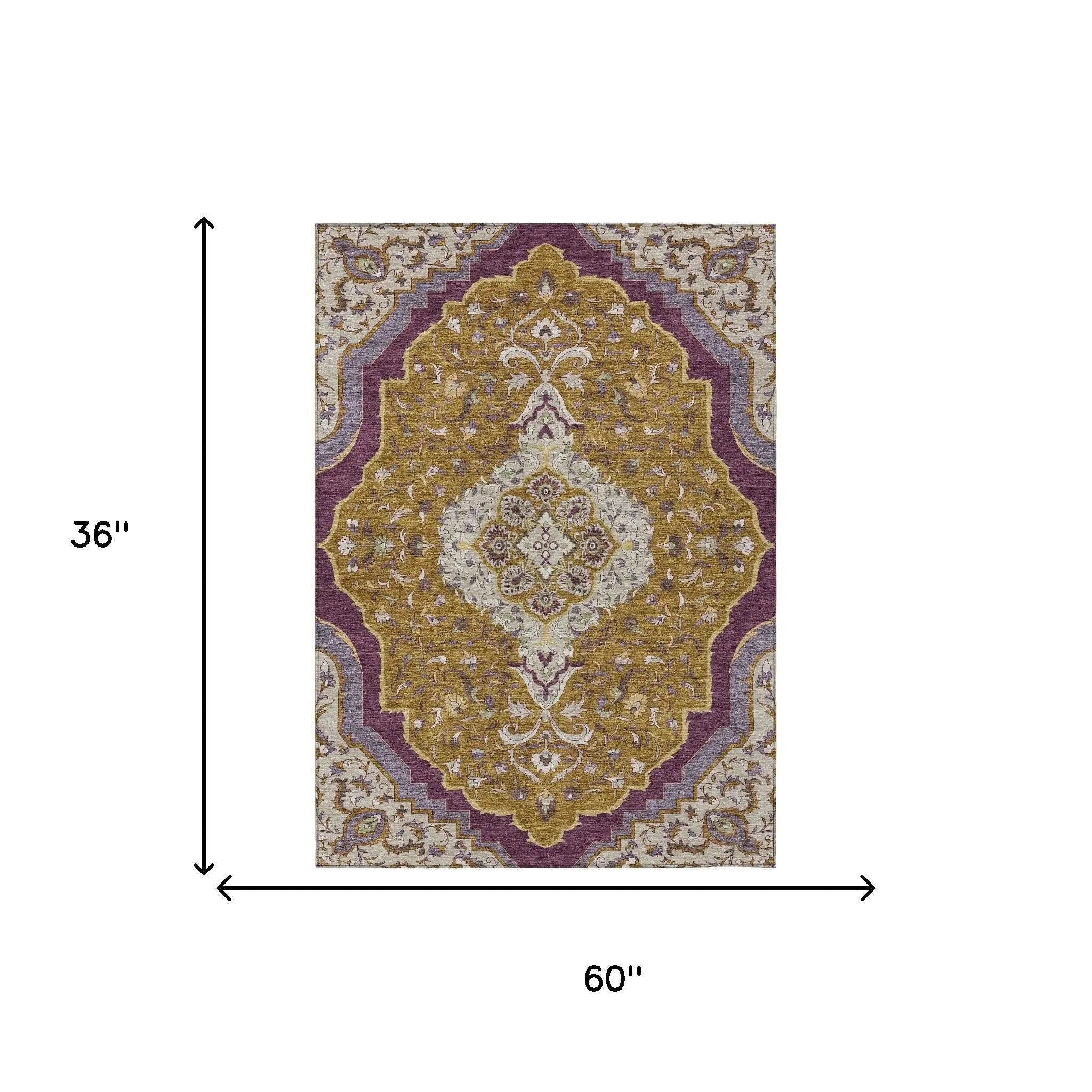 3' X 5' Walnut And Orange Medallion Washable Indoor Outdoor Area Rug Homeroots Outdoor