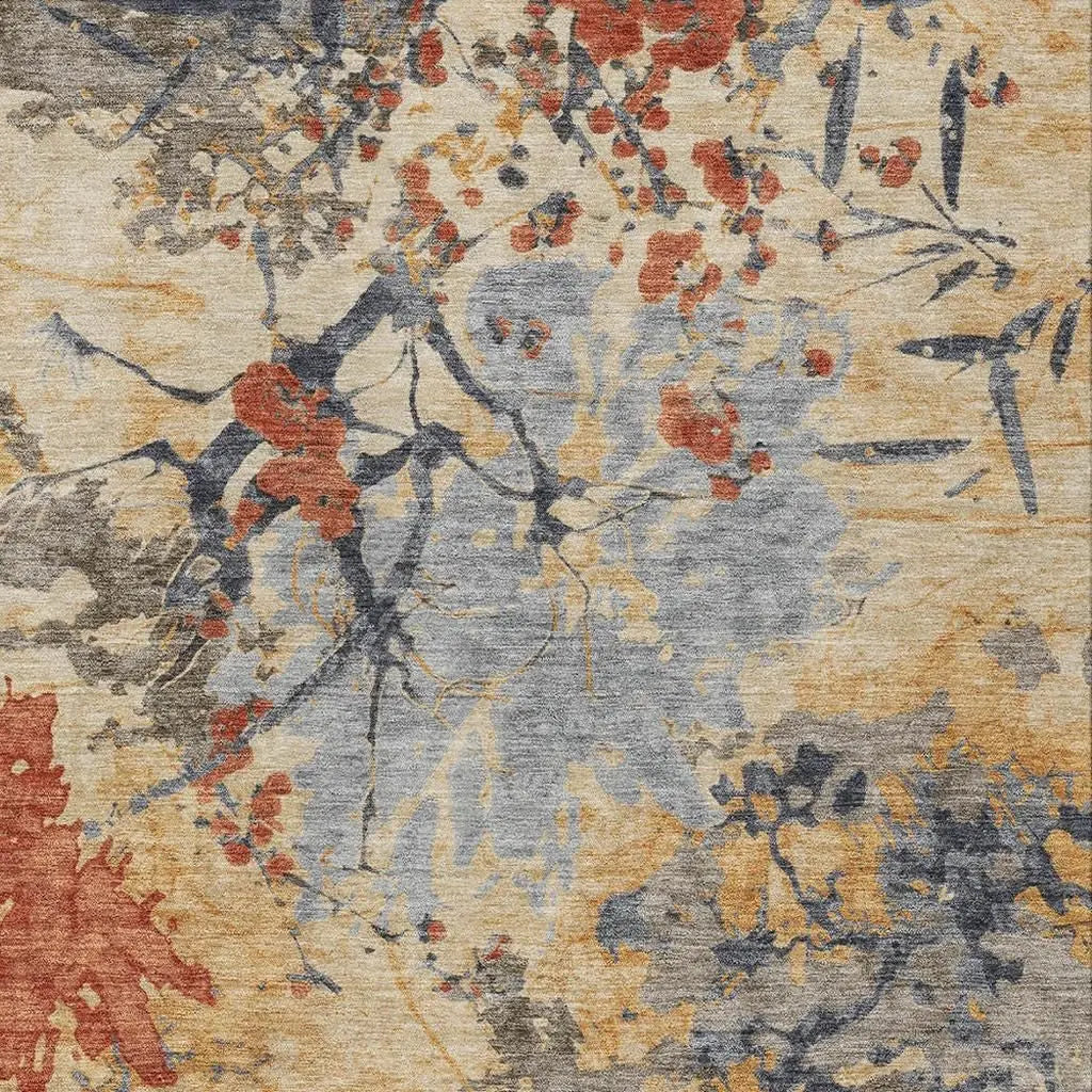 3' X 5' Wheat And Beige Abstract Washable Indoor Outdoor Area Rug Homeroots Outdoor