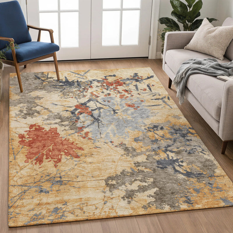 3' X 5' Wheat And Beige Abstract Washable Indoor Outdoor Area Rug Homeroots Outdoor