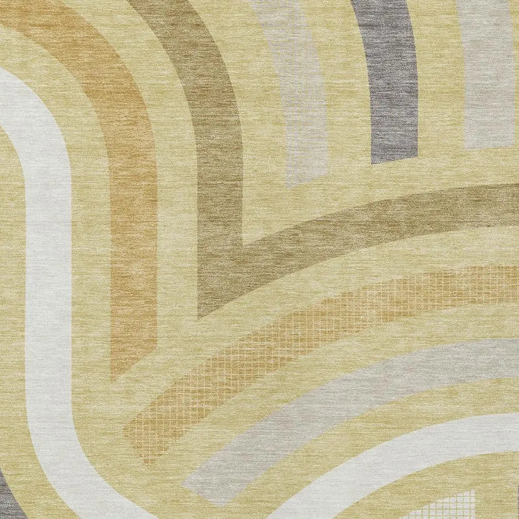 3' X 5' Wheat And Gold Abstract Washable Indoor Outdoor Area Rug Homeroots Outdoor