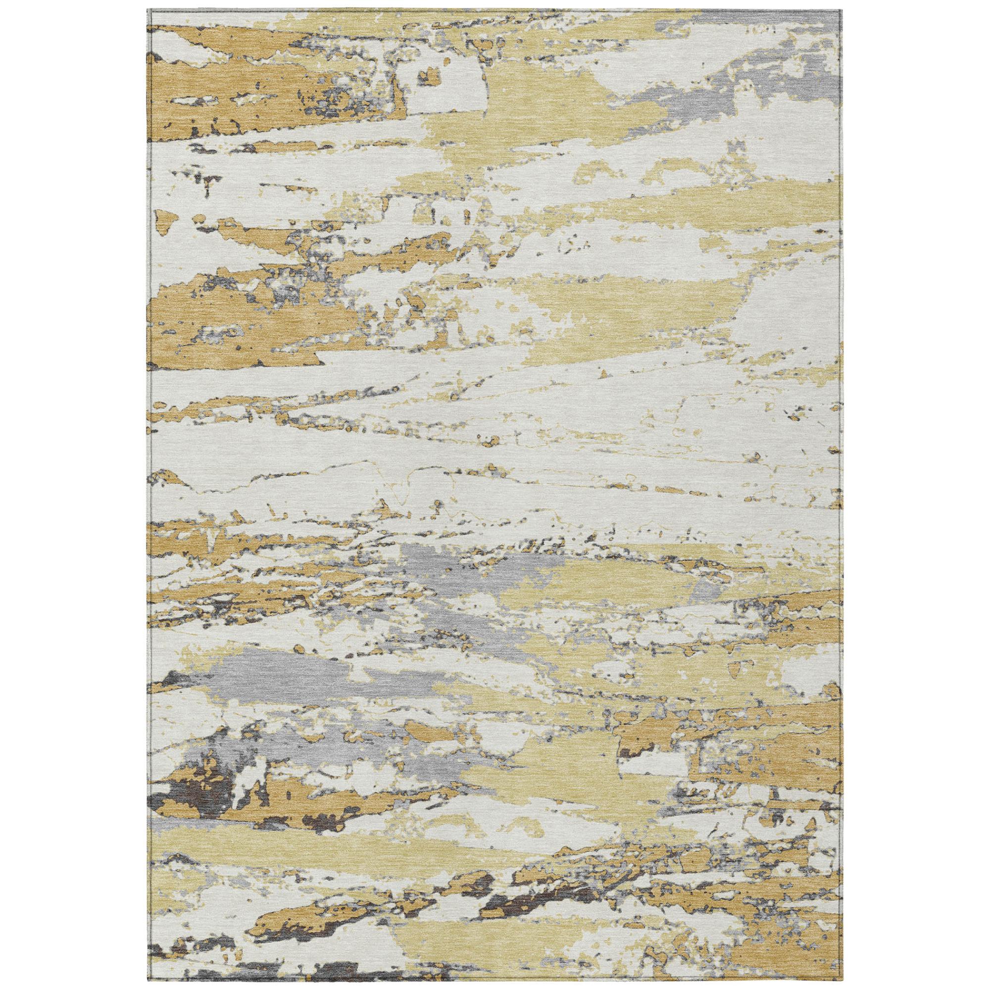 3' X 5' Wheat And Gold Abstract Washable Indoor Outdoor Area Rug Homeroots Outdoor