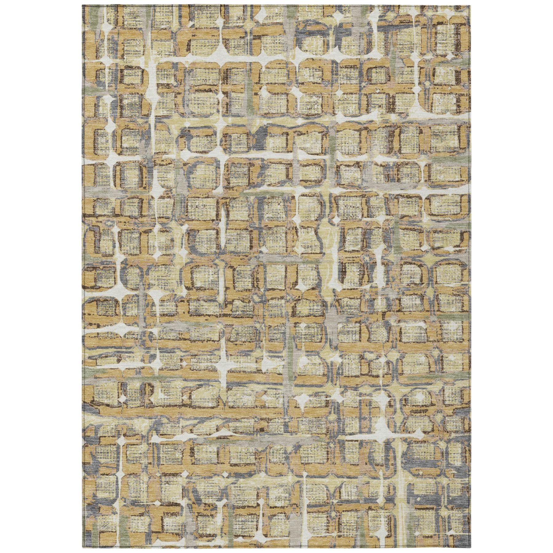 3' X 5' Wheat And Gold Geometric Washable Indoor Outdoor Area Rug Homeroots Outdoor