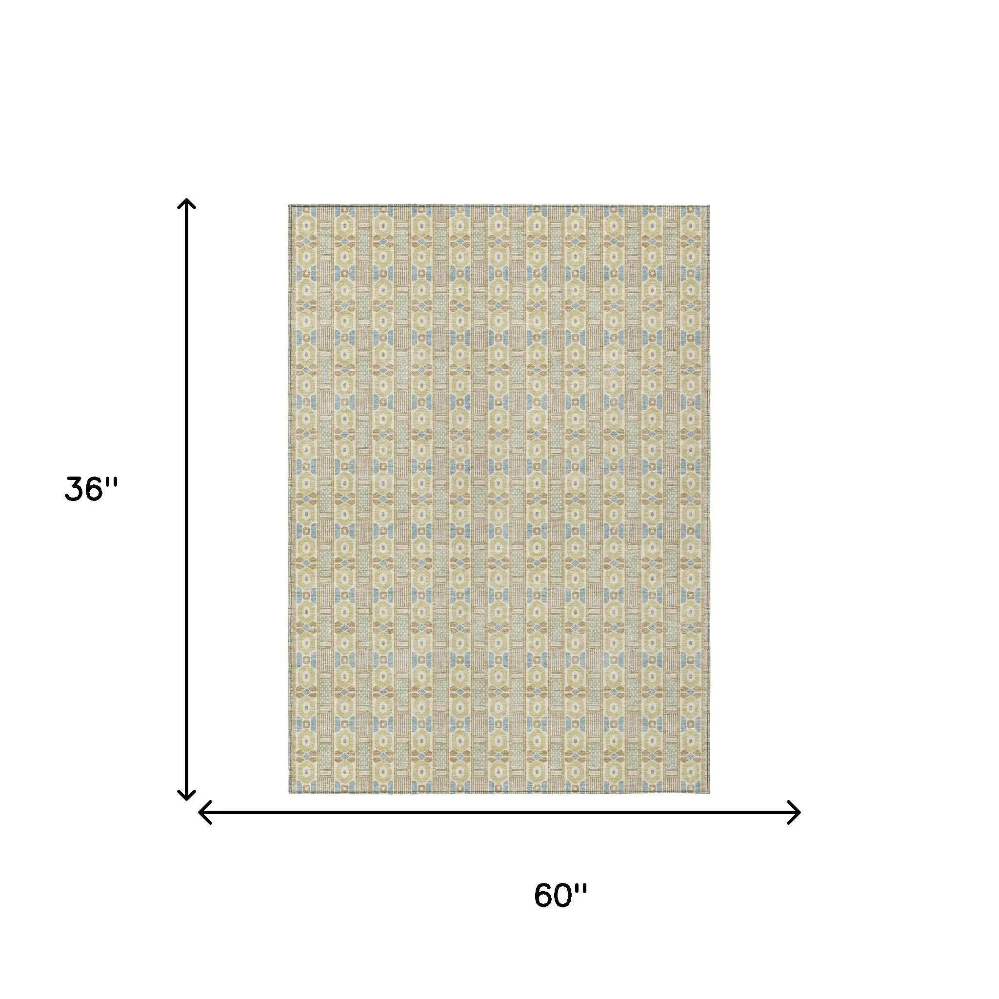 3' X 5' Wheat And Gold Striped Washable Indoor Outdoor Area Rug Homeroots Outdoor