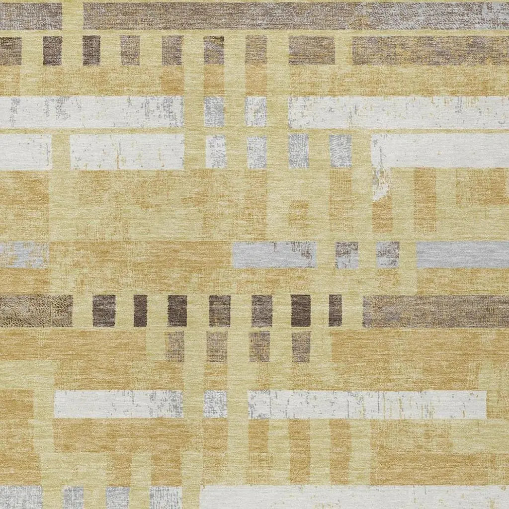 3' X 5' Wheat And Gold Striped Washable Indoor Outdoor Area Rug Homeroots Outdoor