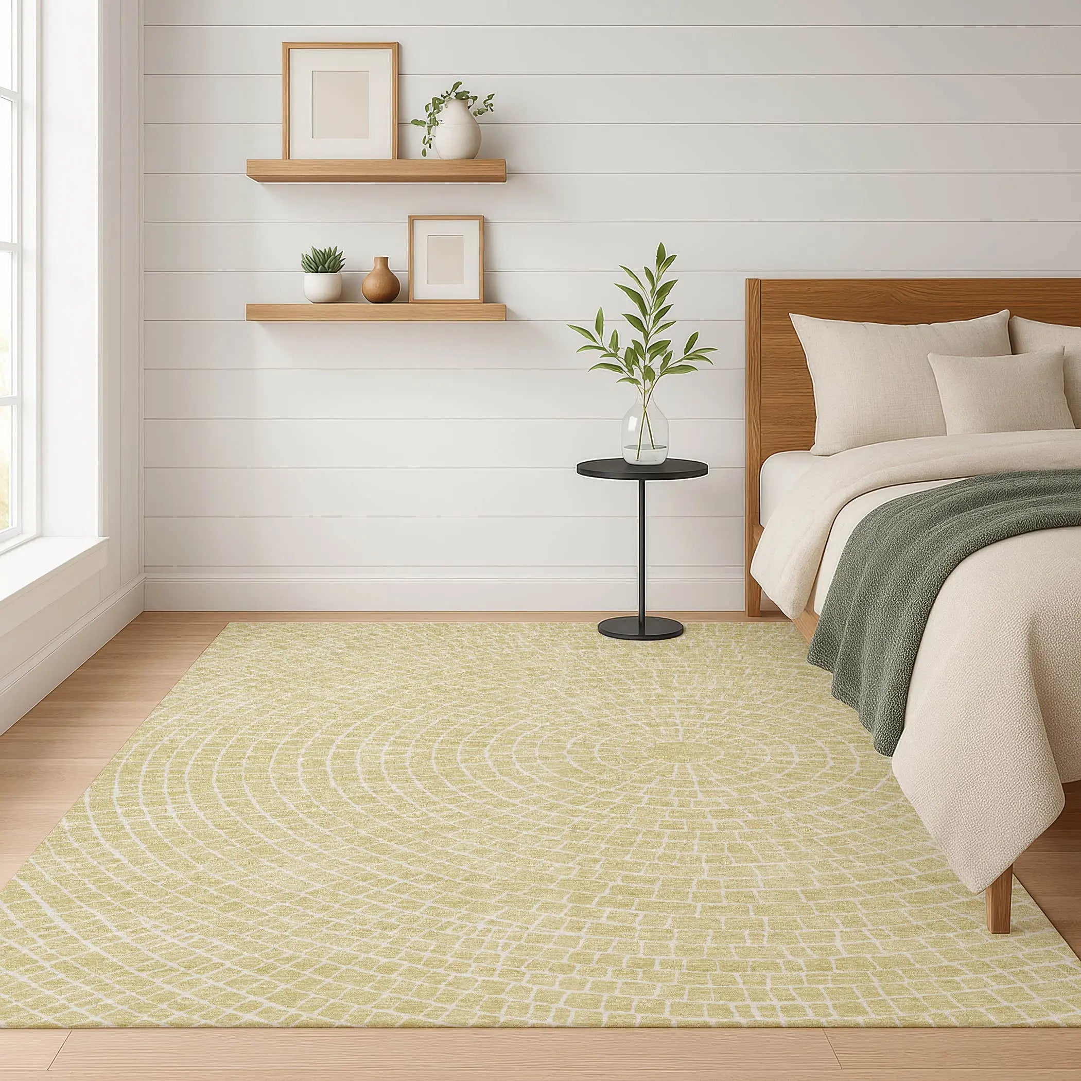 3' X 5' Wheat And Ivory Geometric Washable Indoor Outdoor Area Rug Homeroots Outdoor