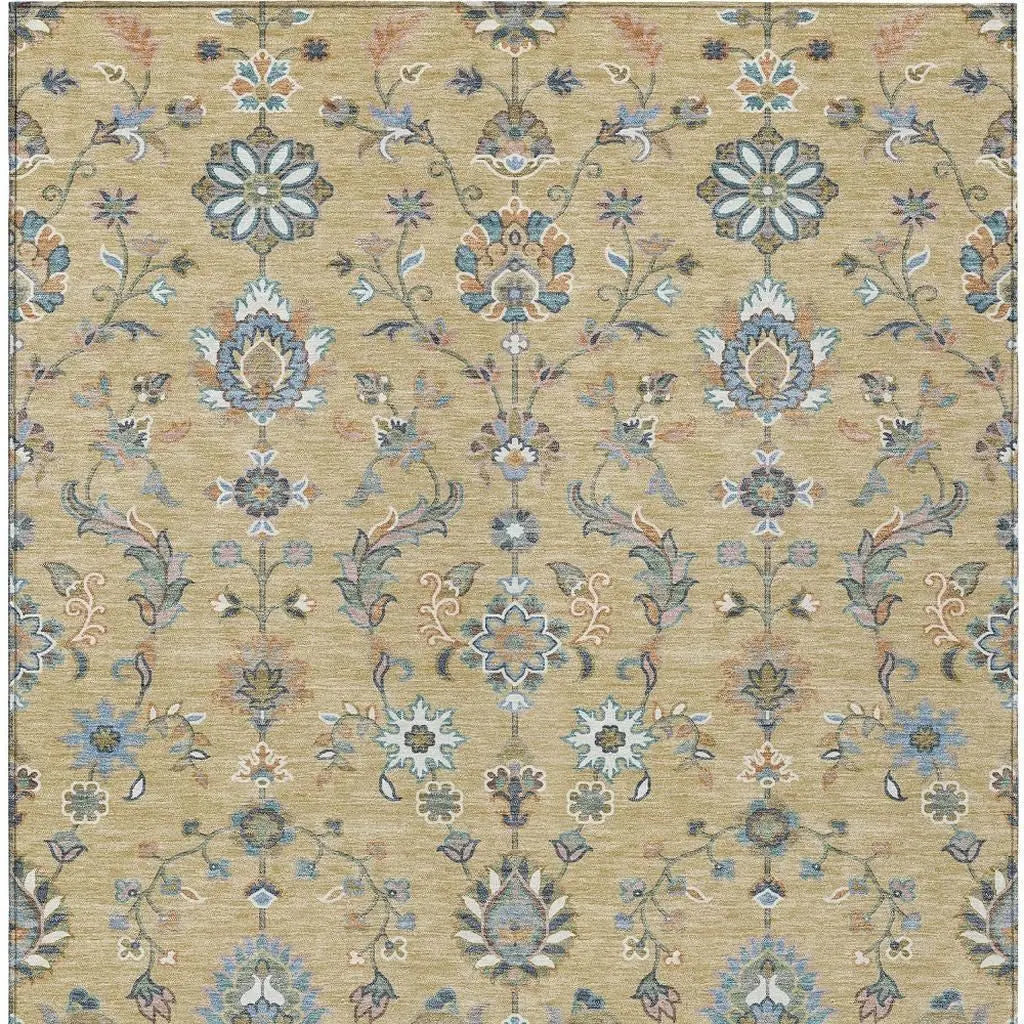 3' X 5' Wheat And Taupe Abstract Washable Indoor Outdoor Area Rug Homeroots Outdoor