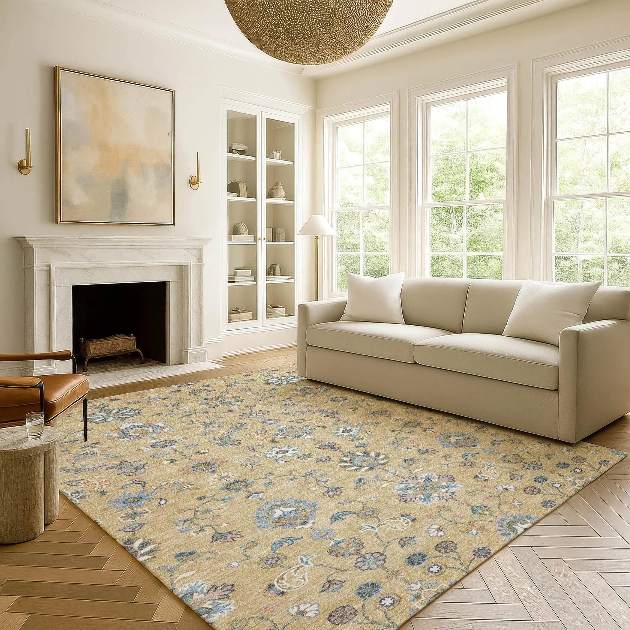 3' X 5' Wheat And Taupe Abstract Washable Indoor Outdoor Area Rug Homeroots Outdoor