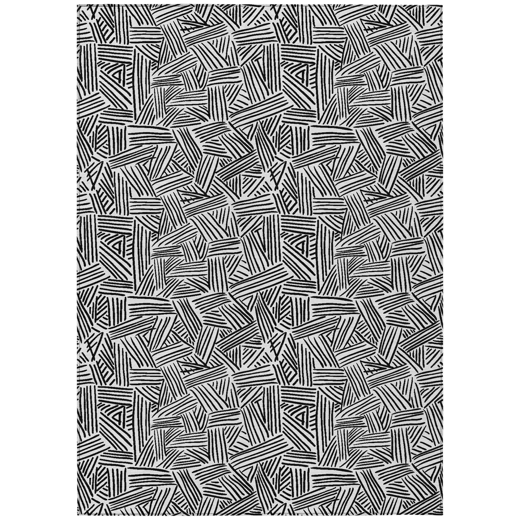 3' X 5' White And Beige Geometric Washable Indoor Outdoor Area Rug Homeroots Outdoor