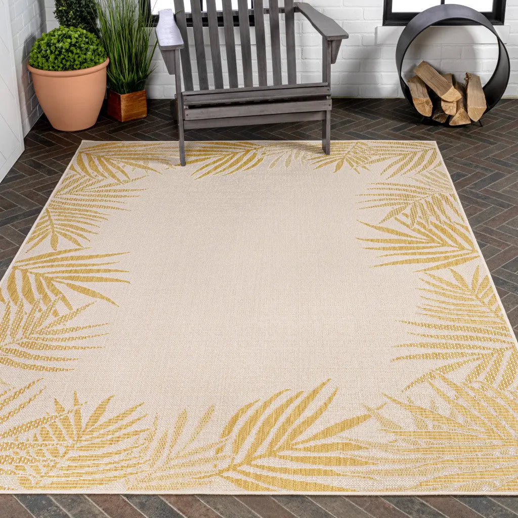 3' X 5' Yellow And Cream Floral Indoor Outdoor Area Rug Homeroots Outdoor