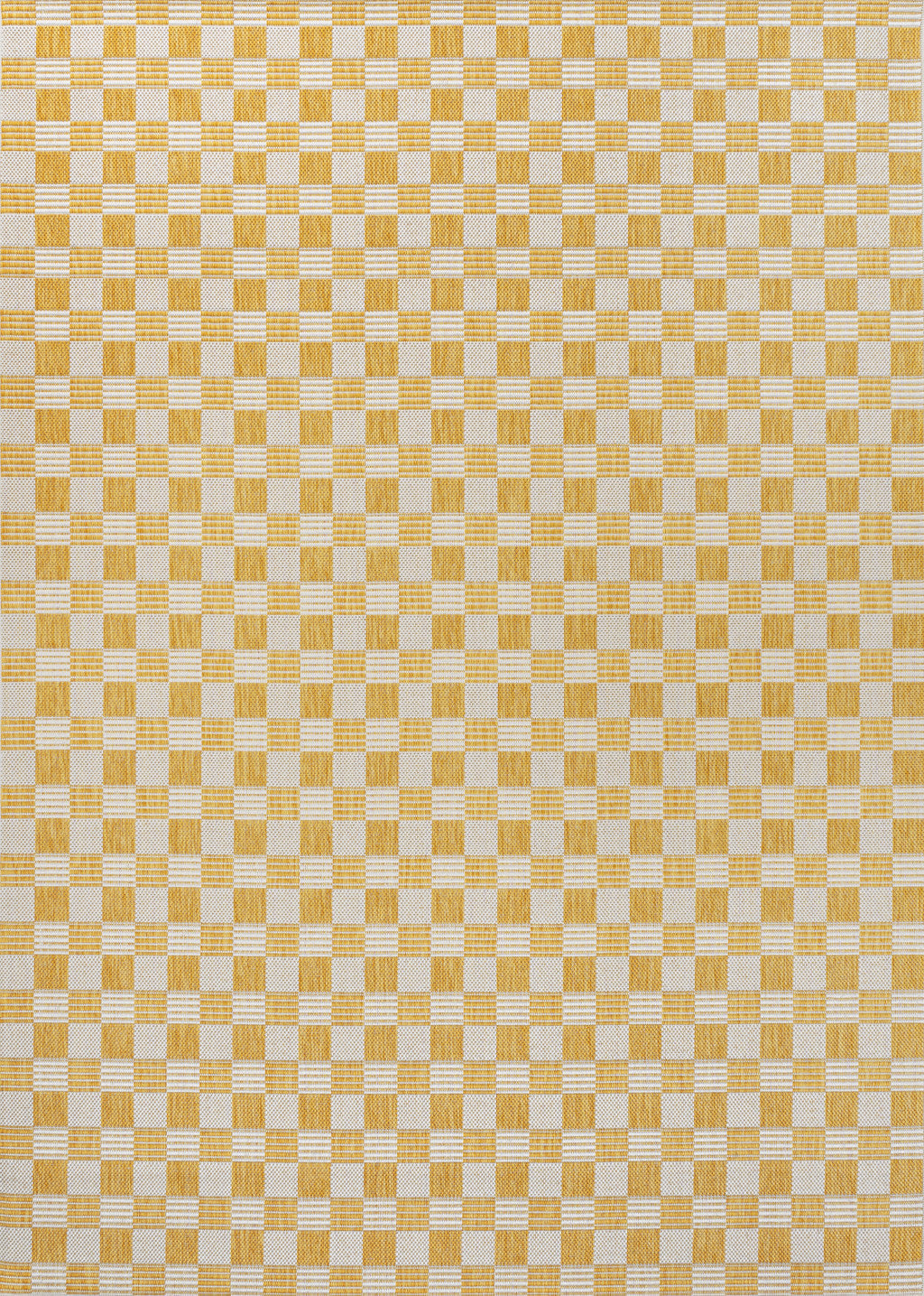 3' X 5' Yellow And Cream Geometric Indoor Outdoor Area Rug - GreatEagleInc
