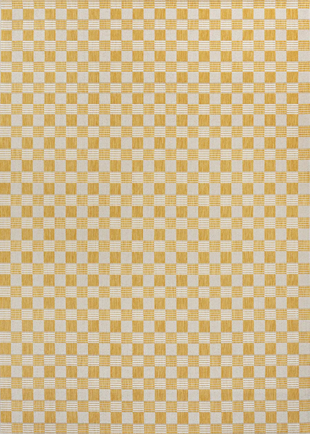 3' X 5' Yellow And Cream Geometric Indoor Outdoor Area Rug - GreatEagleInc