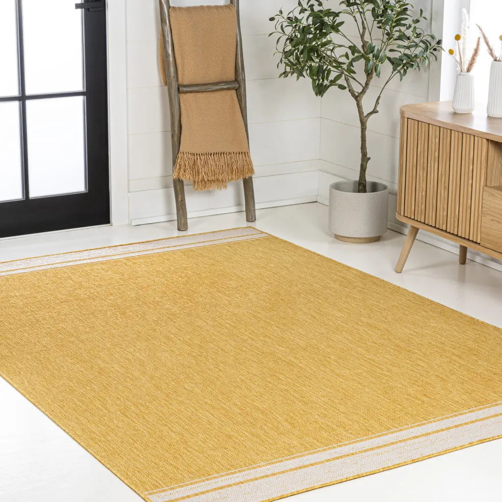 3' X 5' Yellow And Cream Indoor Outdoor Area Rug Homeroots Outdoor