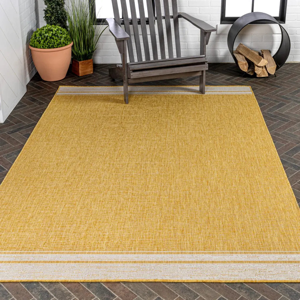 3' X 5' Yellow And Cream Indoor Outdoor Area Rug Homeroots Outdoor