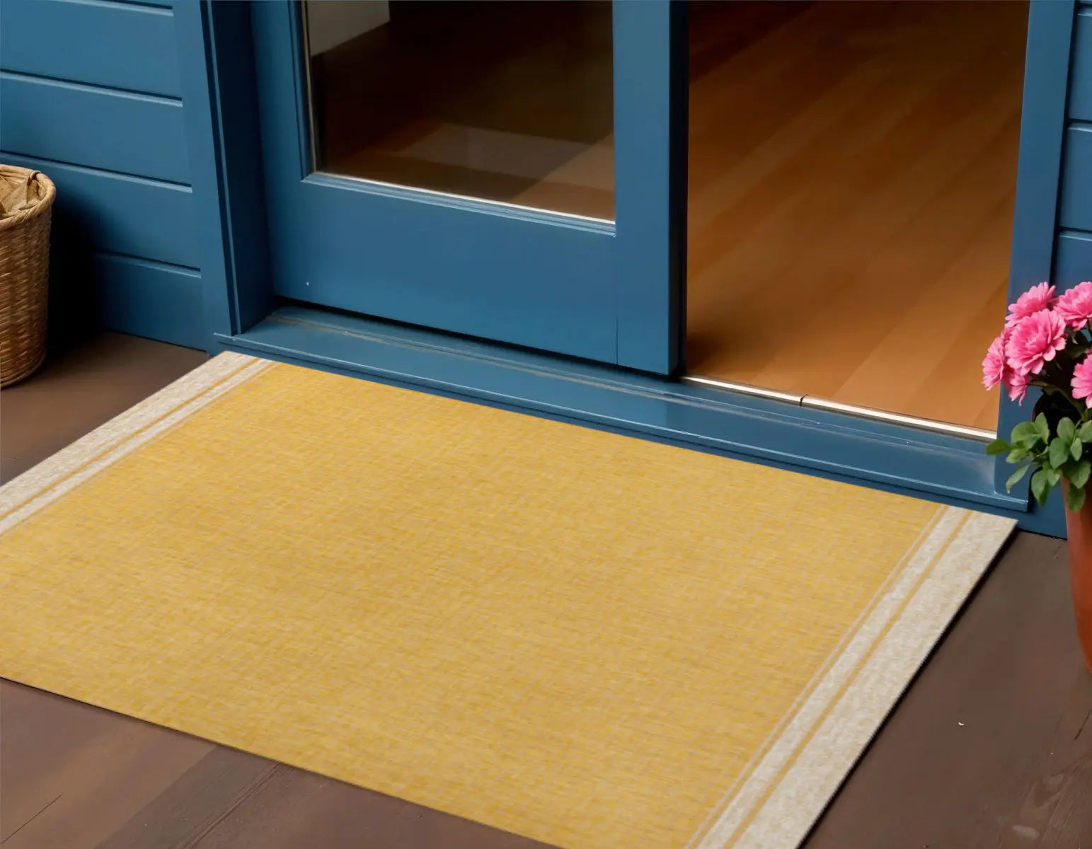 3' X 5' Yellow And Cream Indoor Outdoor Area Rug Homeroots Outdoor