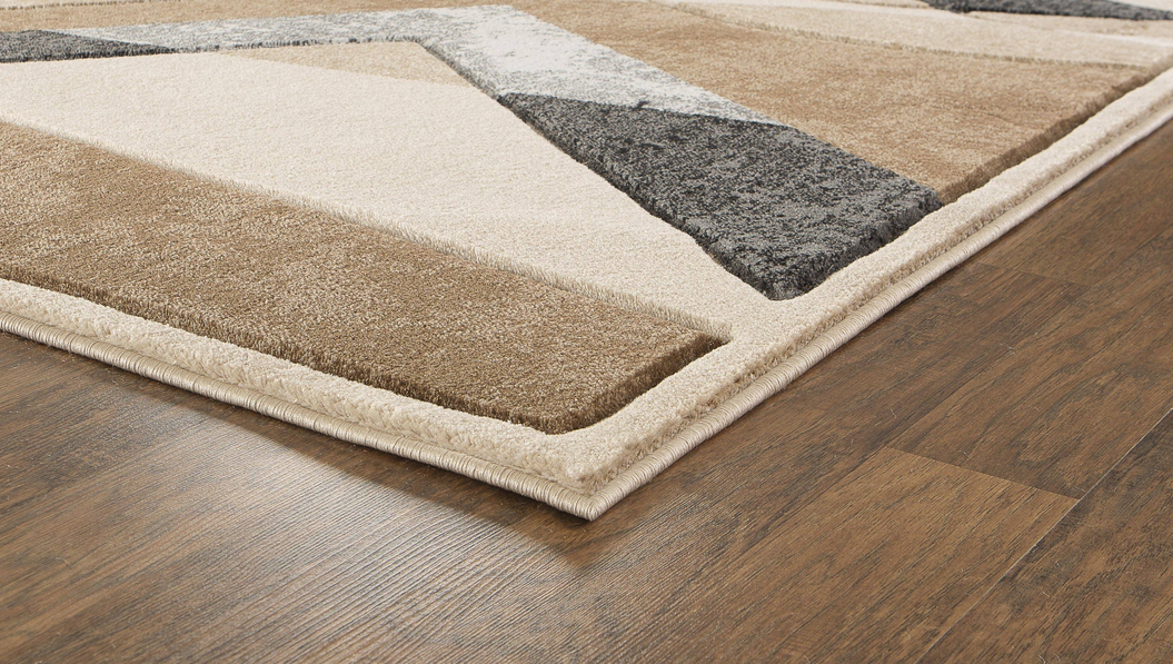 3'8" x 5'6" Beige Hand-Carved Geometric Soft Rug Home Mart Goods