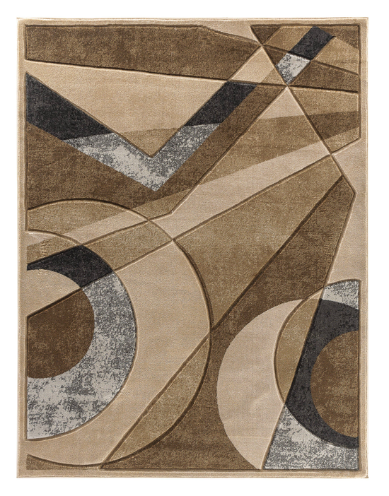 3'8" x 5'6" Beige Hand-Carved Geometric Soft Rug Home Mart Goods
