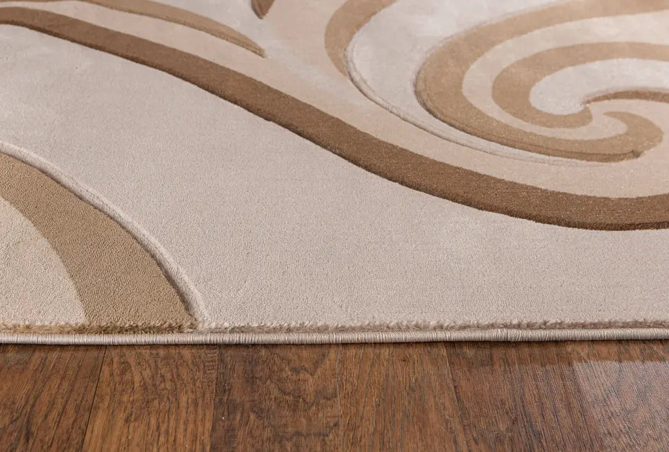 3'8" x 5'6" Beige Modern Swirls Hand-Carved Soft Rug Home Mart Goods