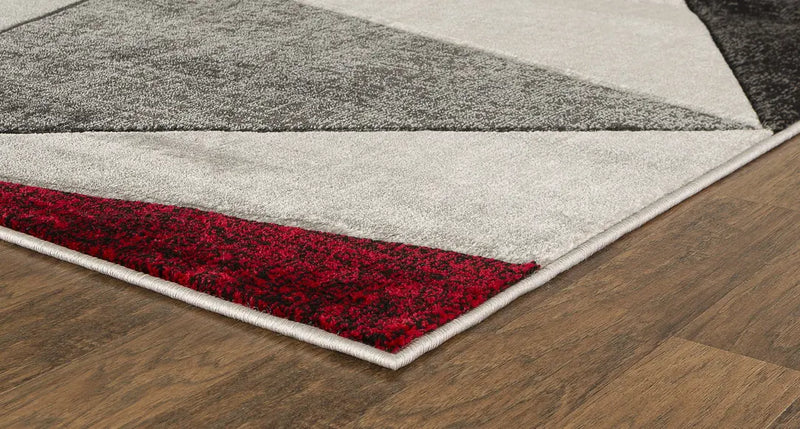 3'8" x 5'6" Red Geometric Hand-Carved Soft Rug Home Mart Goods