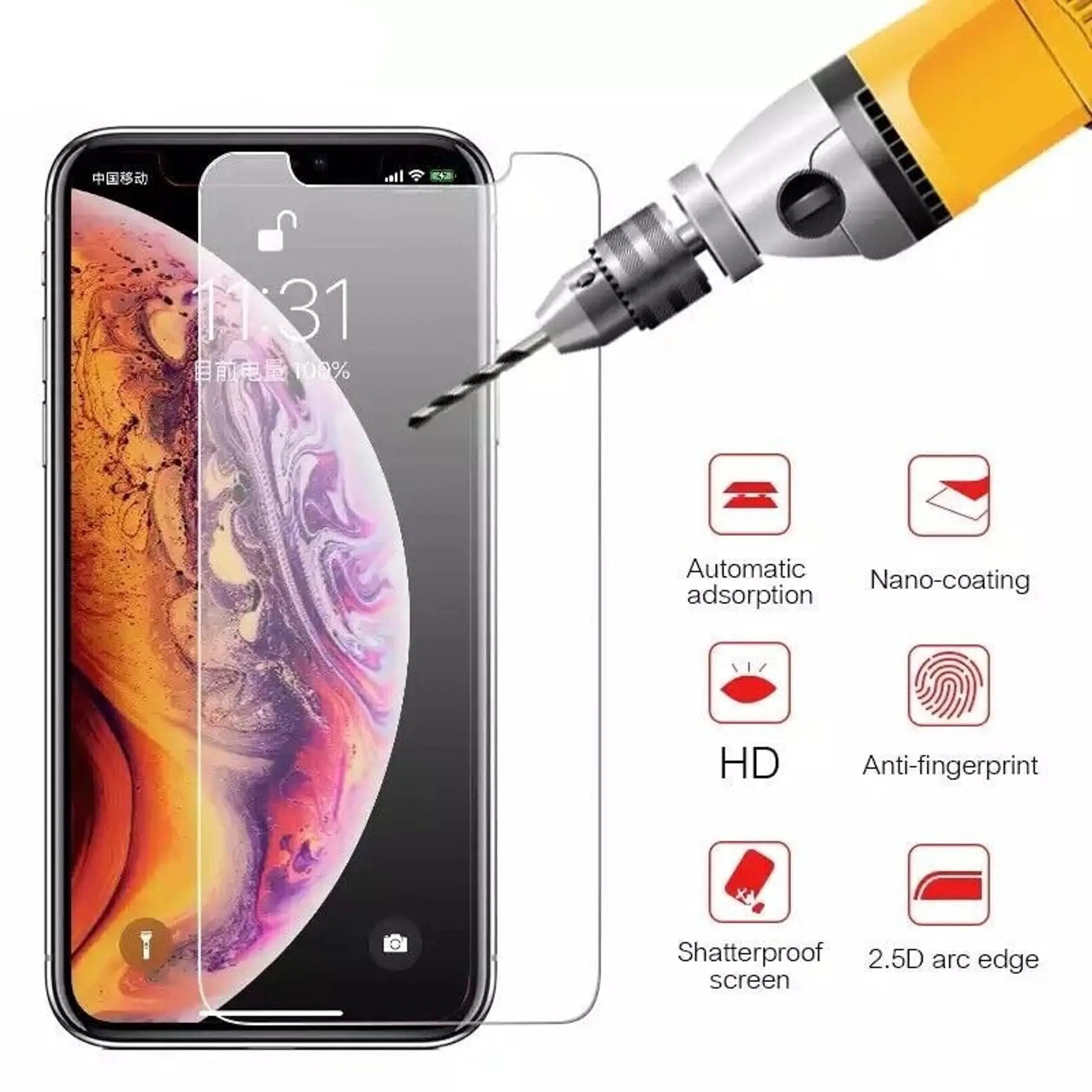 3pack Tempered Glass Screen Protector For iPhone XR (6.1 Inch) Easy Install Indoor Outdoor