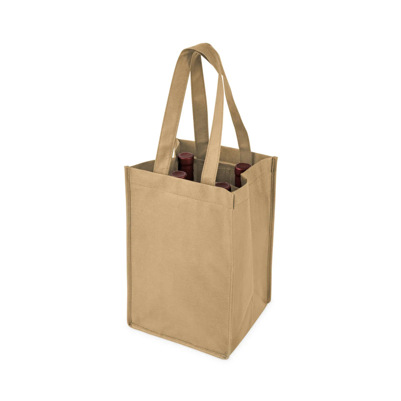 4 Bottle Non Woven Tote in Beige by True True