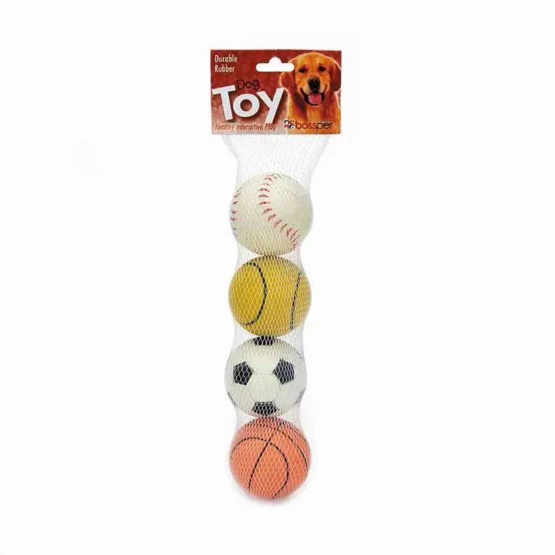 4 Pk Rubber Sports Themed Boss Pet Products