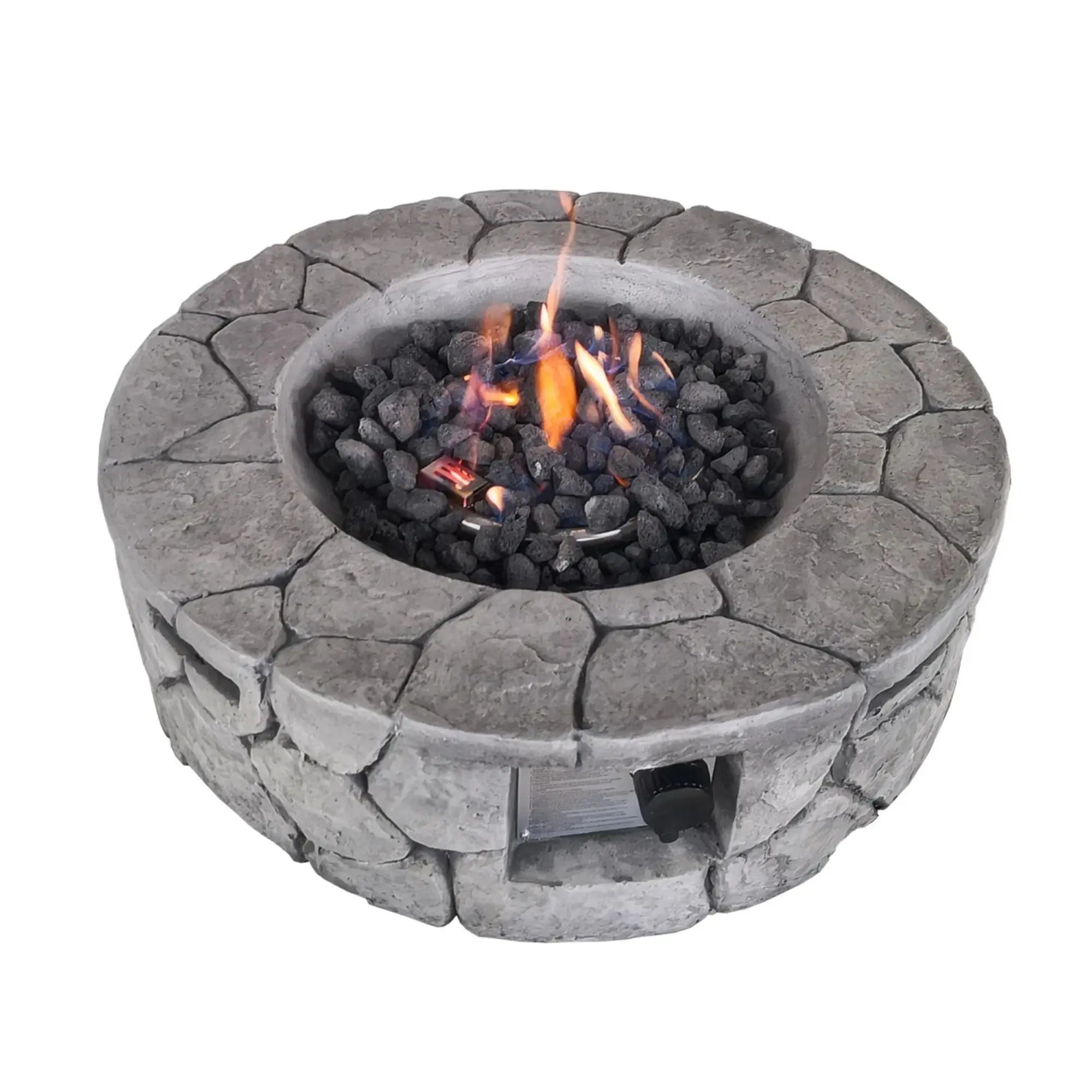 40000 BTU 28" Gray Concrete Propane Round Fire Pit With Cover Homeroots Outdoor