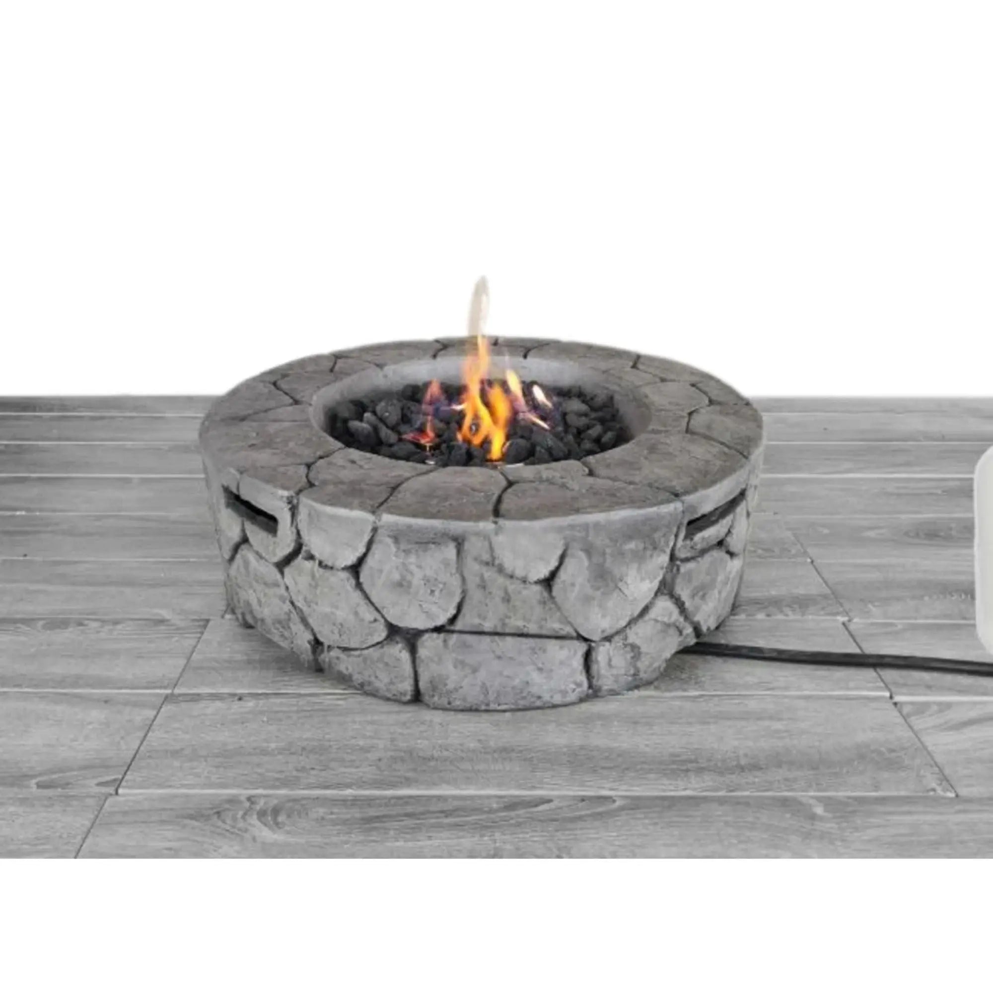 40000 BTU 28" Gray Concrete Propane Round Fire Pit With Cover Homeroots Outdoor