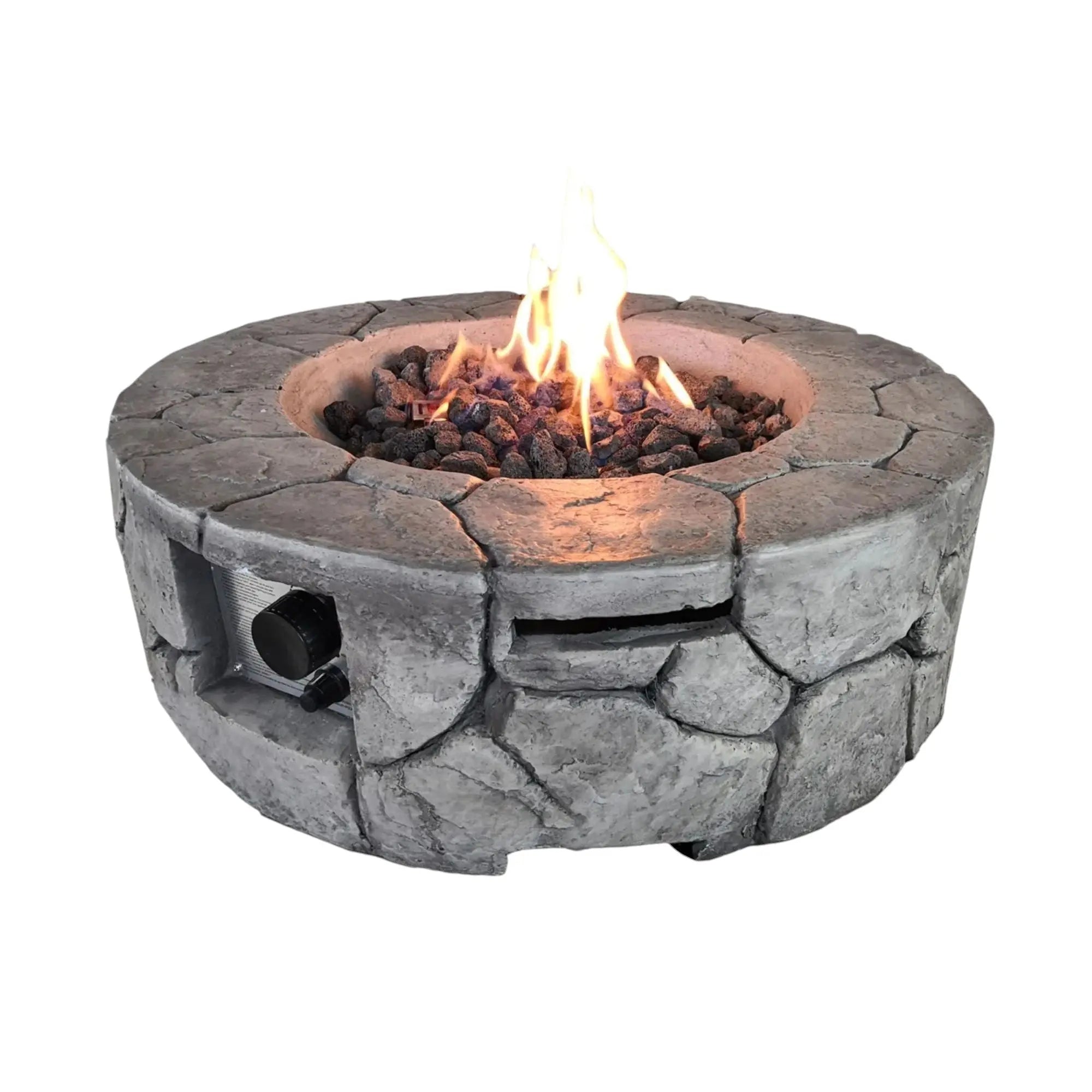 40000 BTU 28" Gray Concrete Propane Round Fire Pit With Cover Homeroots Outdoor