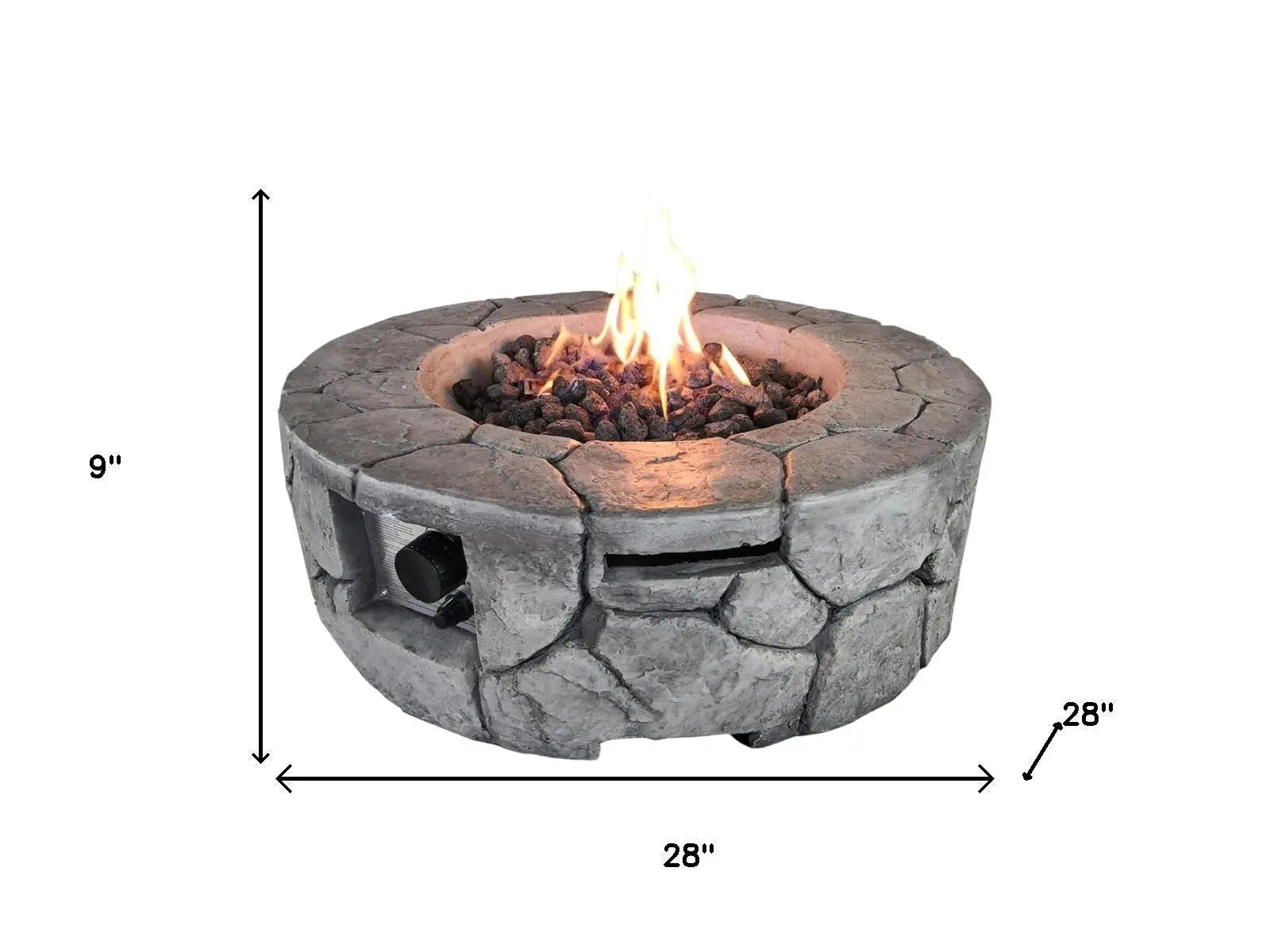 40000 BTU 28" Gray Concrete Propane Round Fire Pit With Cover Homeroots Outdoor