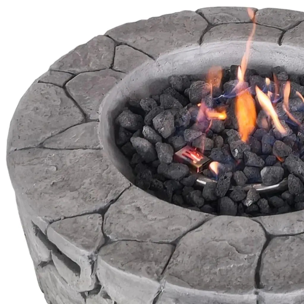 40000 BTU 28" Gray Concrete Propane Round Fire Pit With Cover Homeroots Outdoor