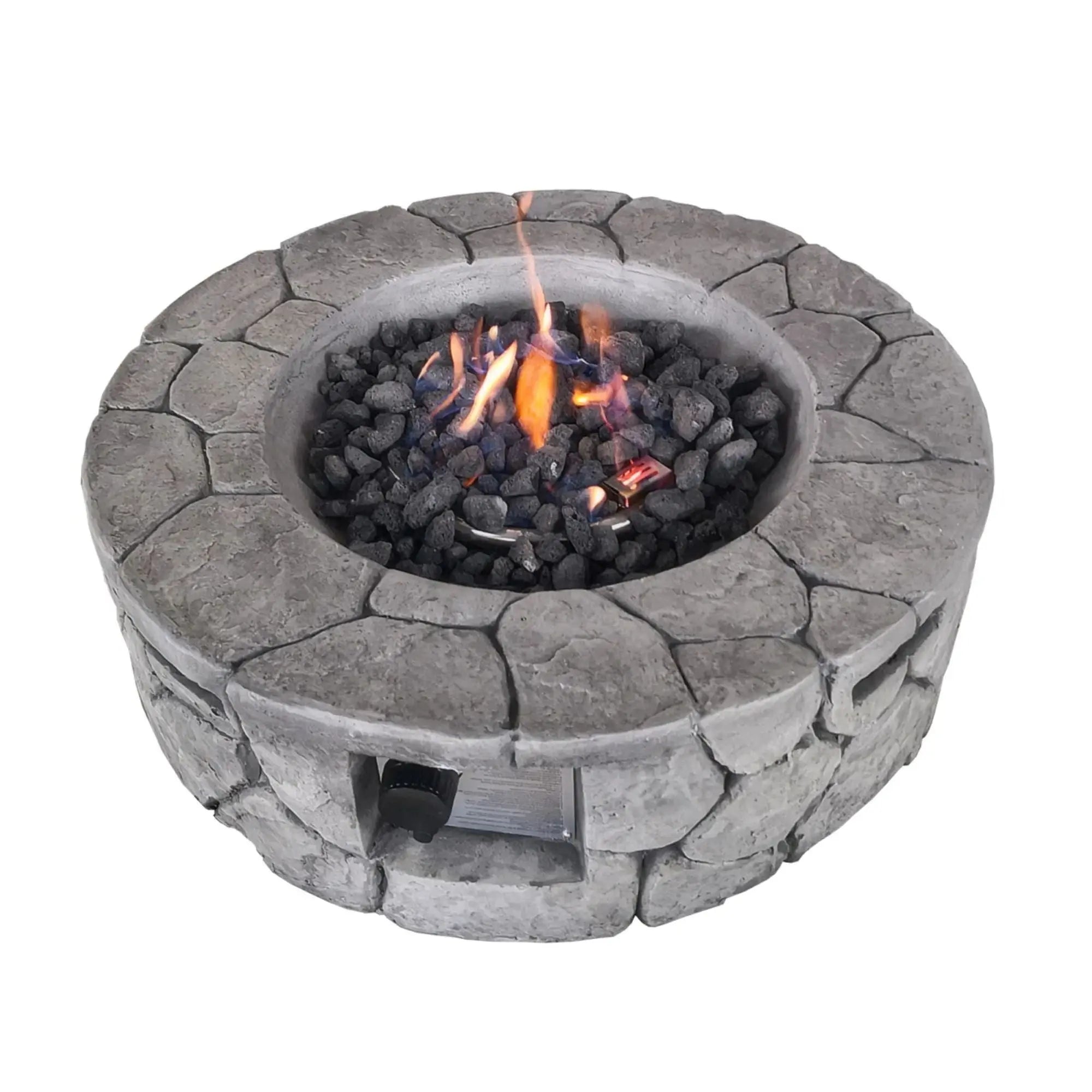 40000 BTU 28" Gray Concrete Propane Round Fire Pit With Cover Homeroots Outdoor