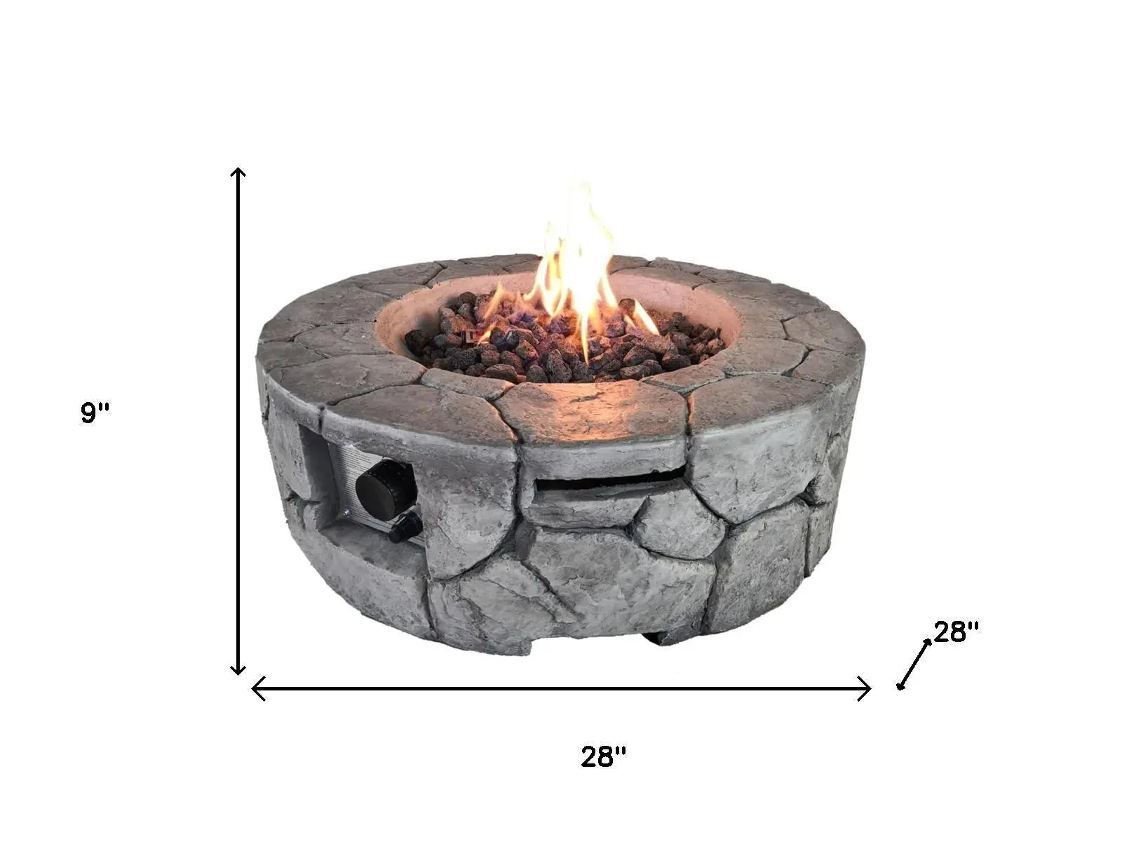 40000 BTU 28" Gray Steel Propane Round Fire Pit With Cover Homeroots Outdoor
