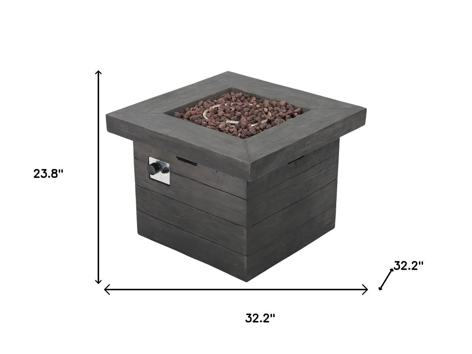 40000 BTU 32" Gray Steel Propane Rectangular Fire Pit With Cover Homeroots Outdoor