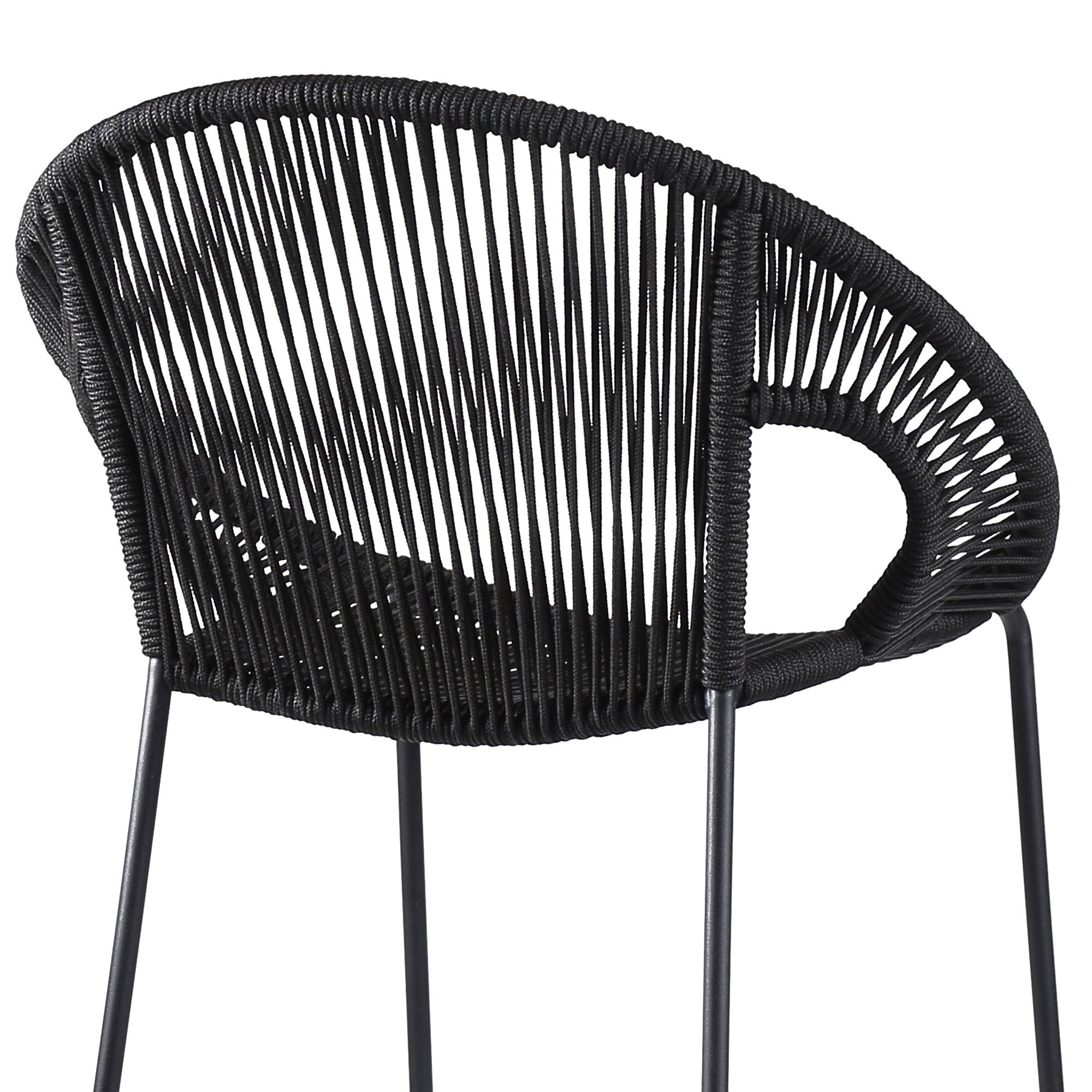 40" Black Metal Low back Outdoor Counter Height Bar chair with Footrest - GreatEagleInc