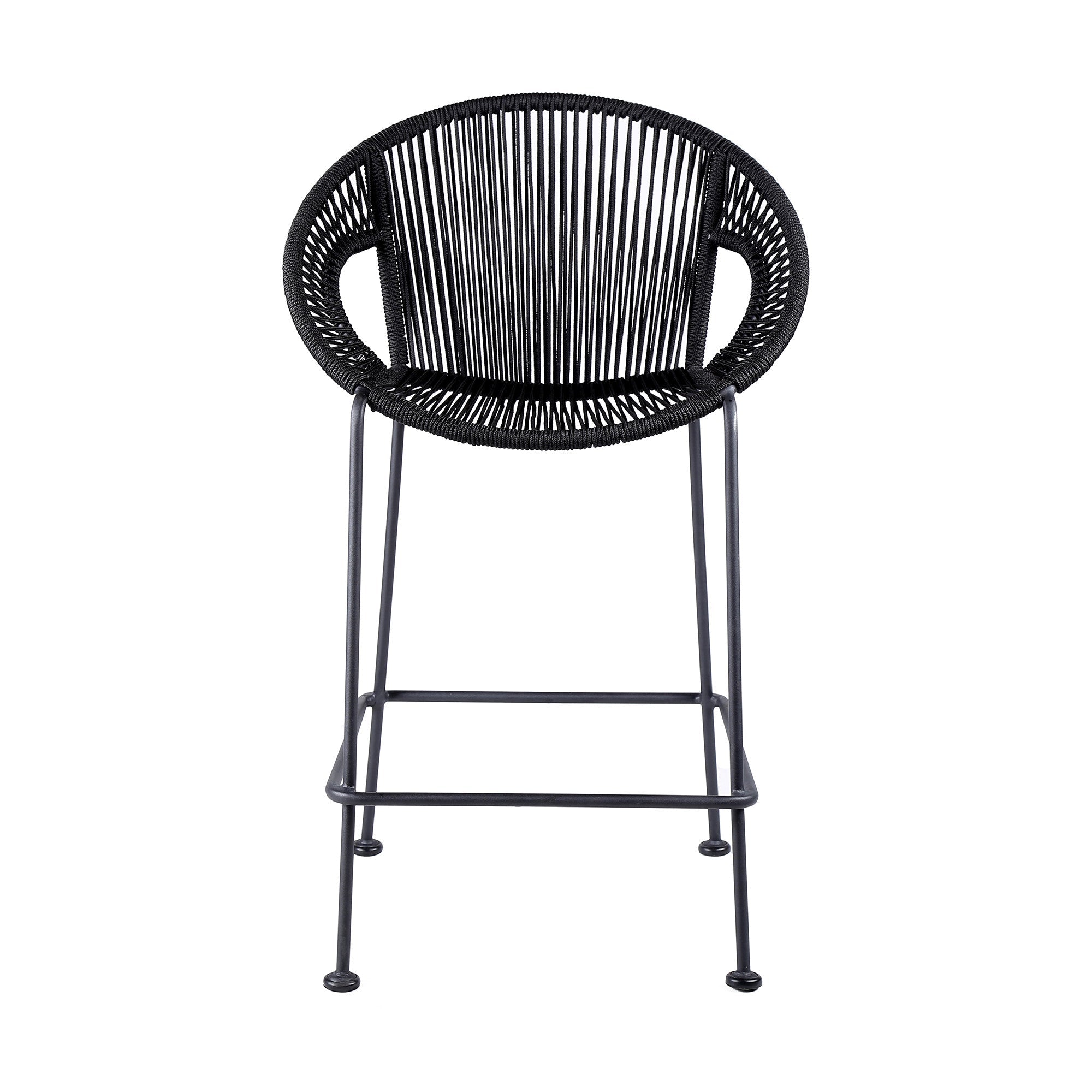 40" Black Metal Low back Outdoor Counter Height Bar chair with Footrest - GreatEagleInc
