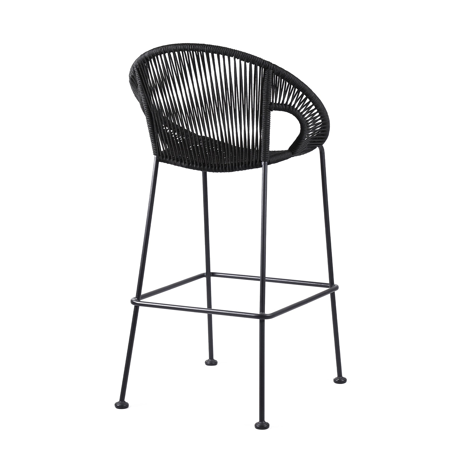 40" Black Metal Low back Outdoor Counter Height Bar chair with Footrest - GreatEagleInc