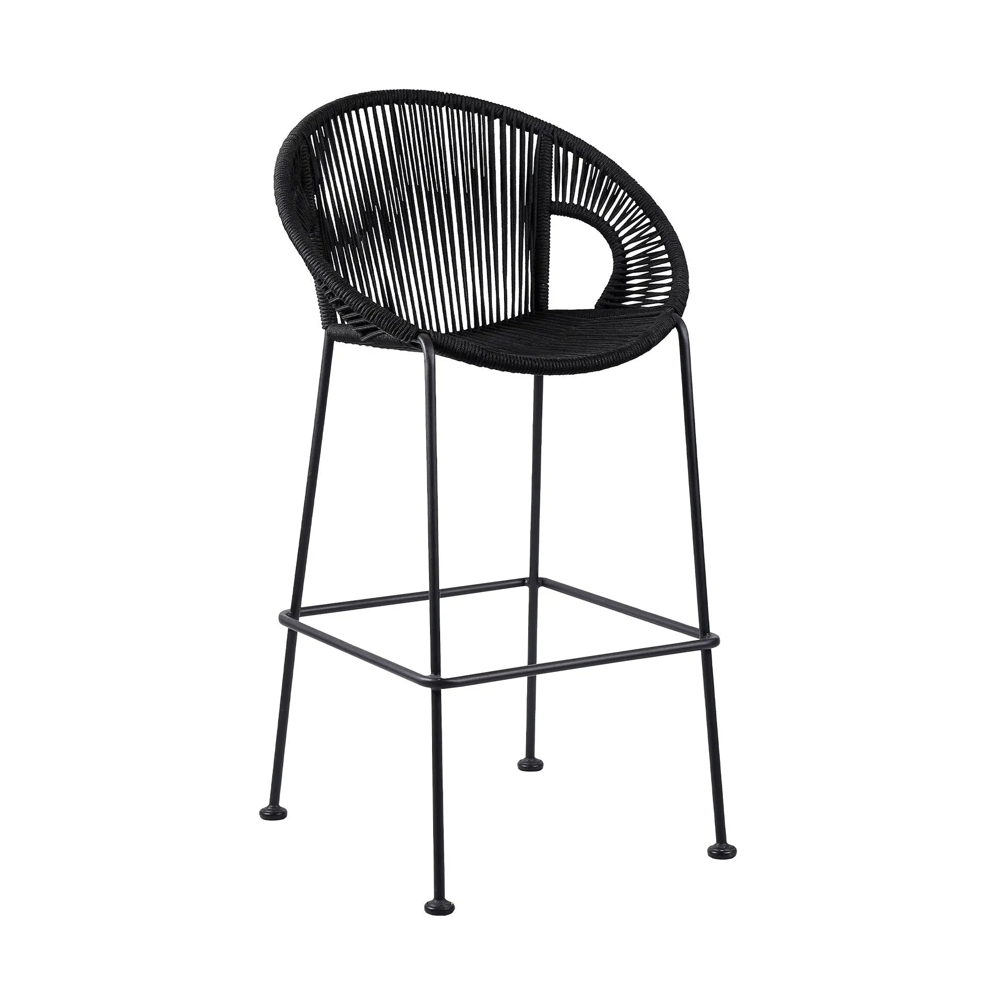 40" Black Metal Low back Outdoor Counter Height Bar chair with Footrest - GreatEagleInc