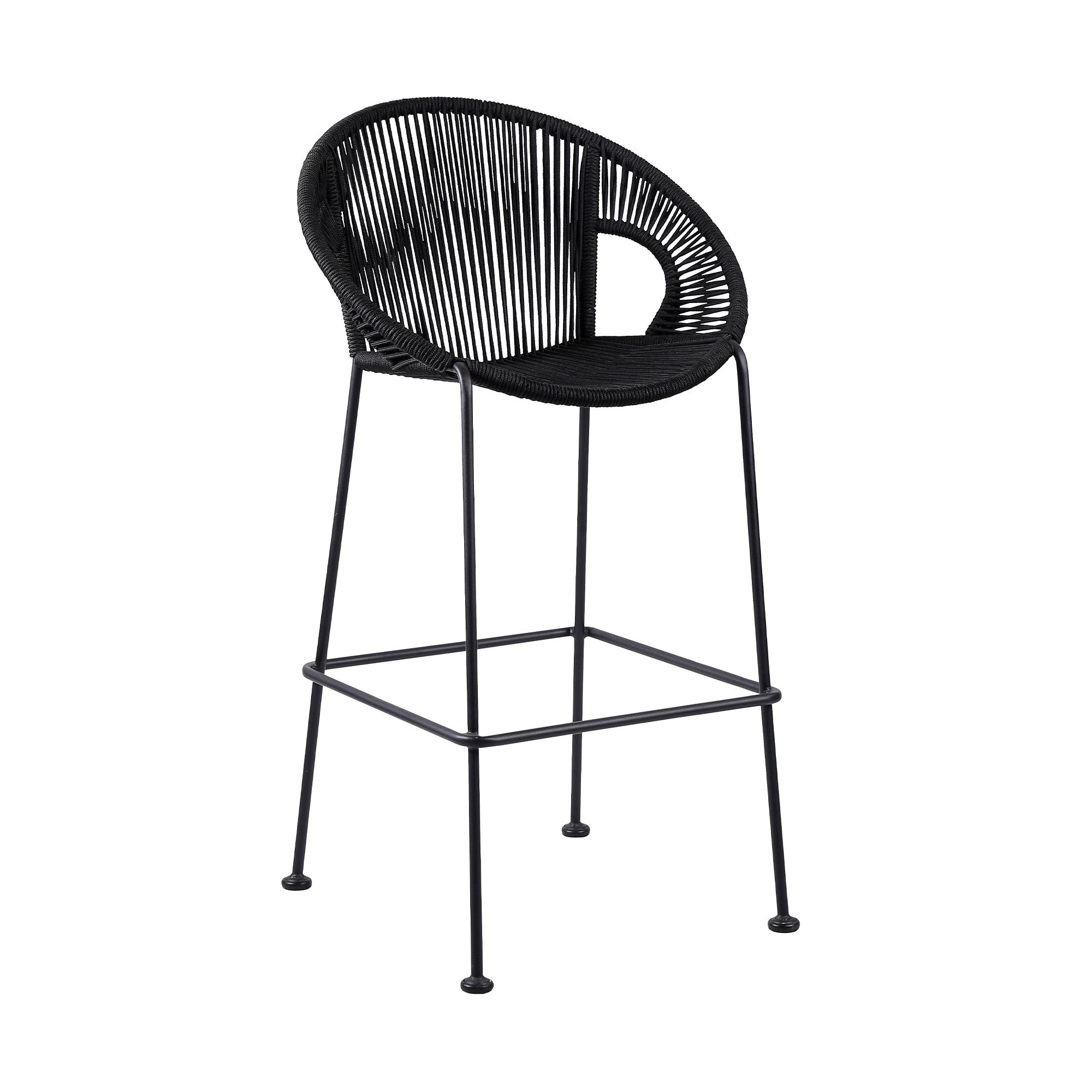 40" Black Metal Low back Outdoor Counter Height Bar chair with Footrest - GreatEagleInc
