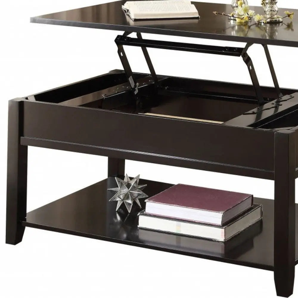 40" Black Wood Lift Top Coffee Table Homeroots Living Room