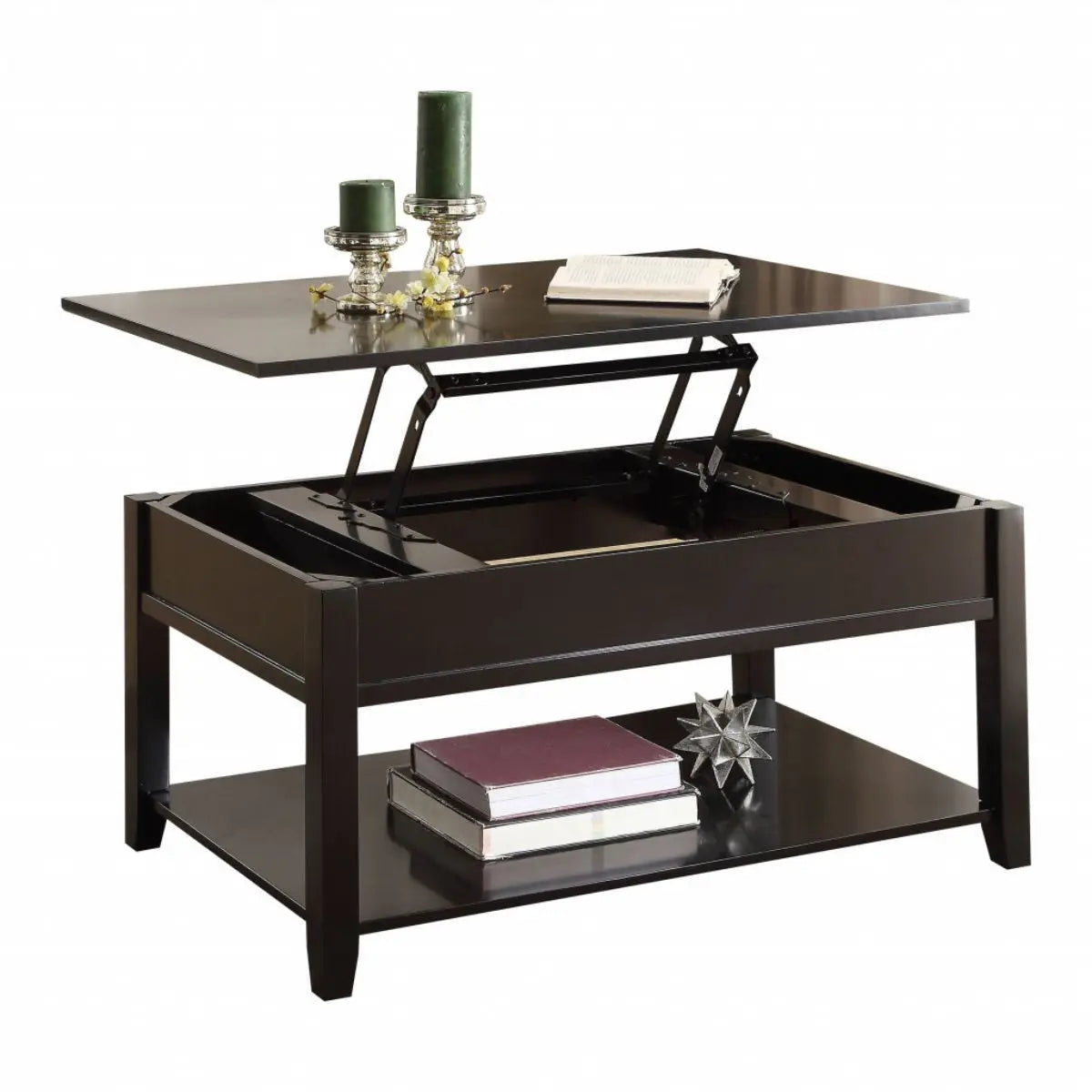 40" Black Wood Lift Top Coffee Table Homeroots Living Room
