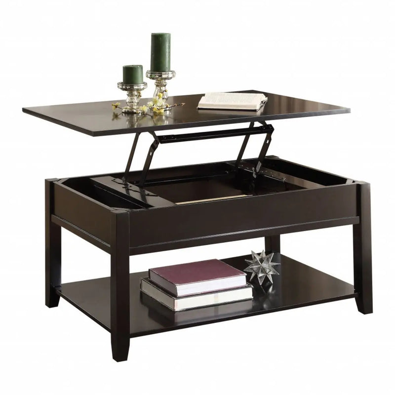 40" Black Wood Lift Top Coffee Table Homeroots Living Room