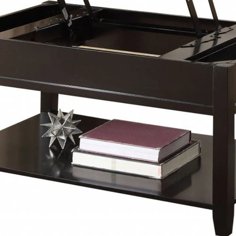 40" Black Wood Lift Top Coffee Table Homeroots Living Room