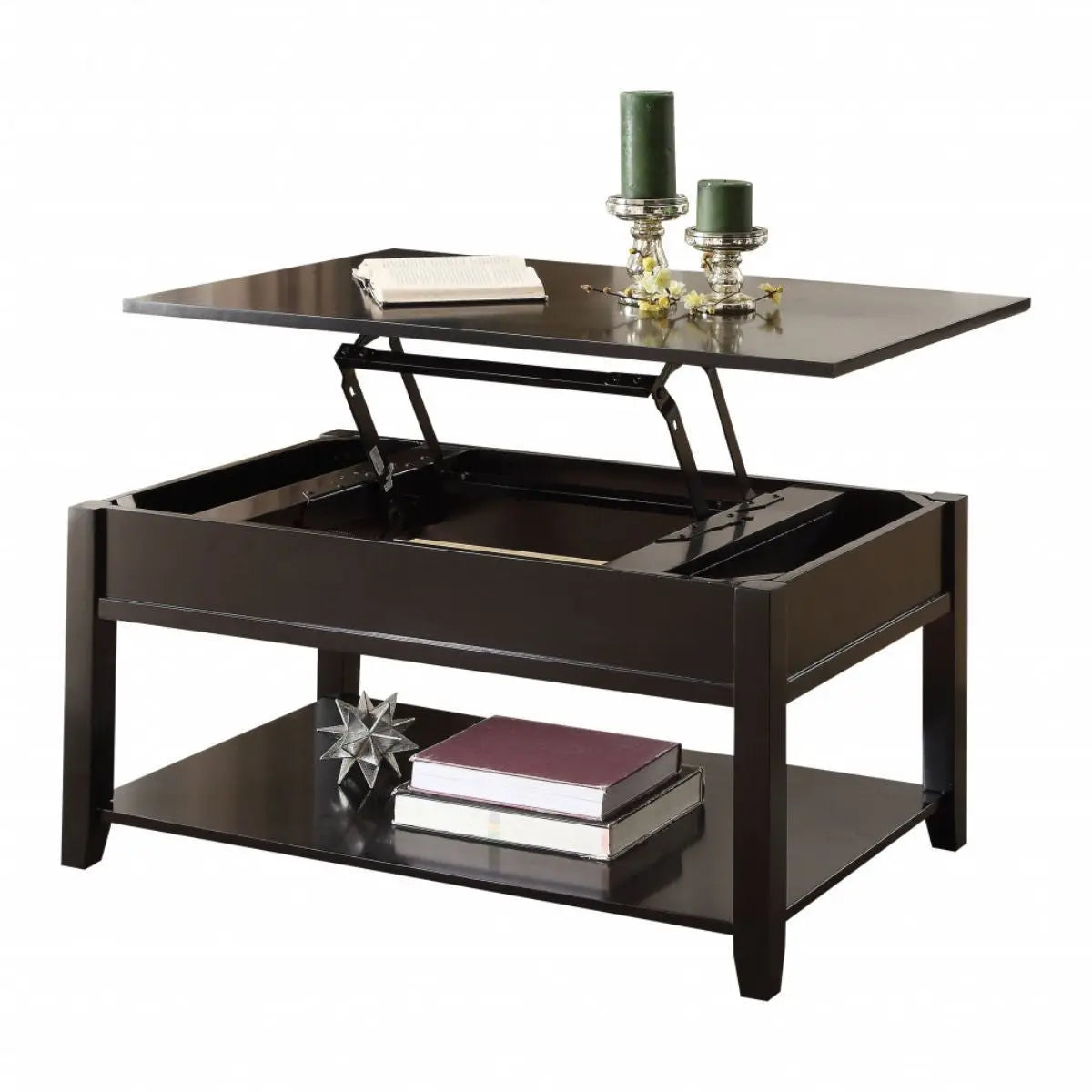40" Black Wood Lift Top Coffee Table Homeroots Living Room
