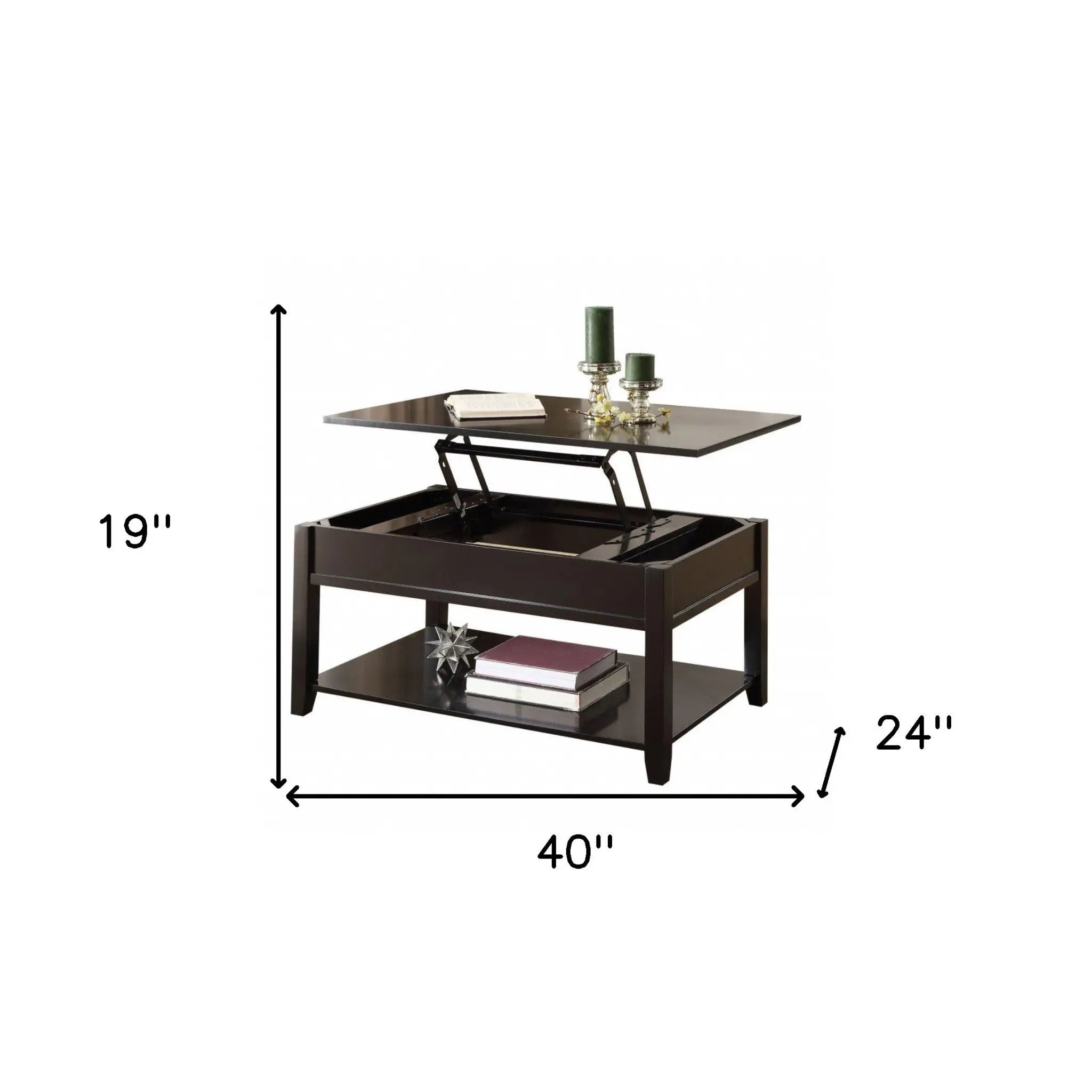 40" Black Wood Lift Top Coffee Table Homeroots Living Room