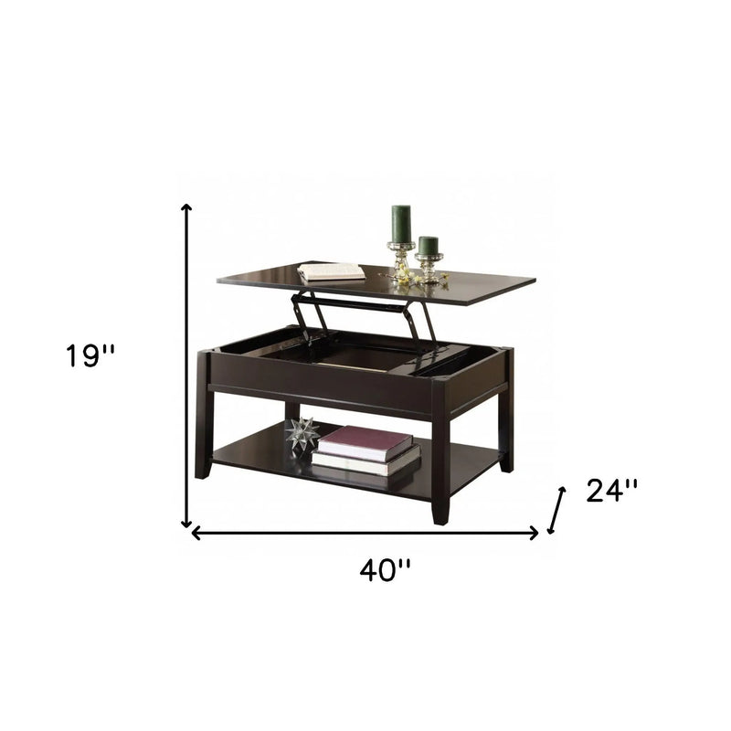 40" Black Wood Lift Top Coffee Table Homeroots Living Room