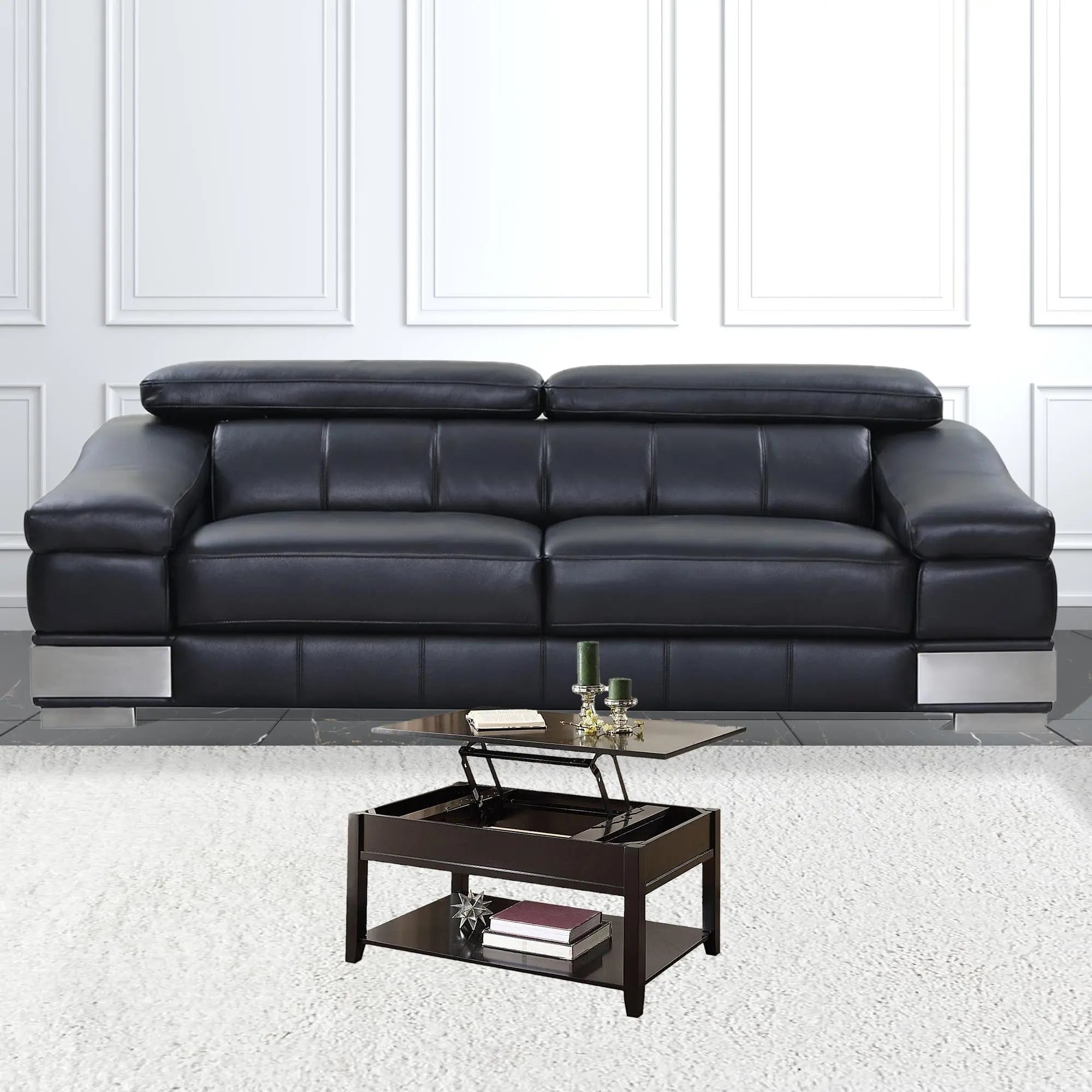 40" Black Wood Lift Top Coffee Table Homeroots Living Room