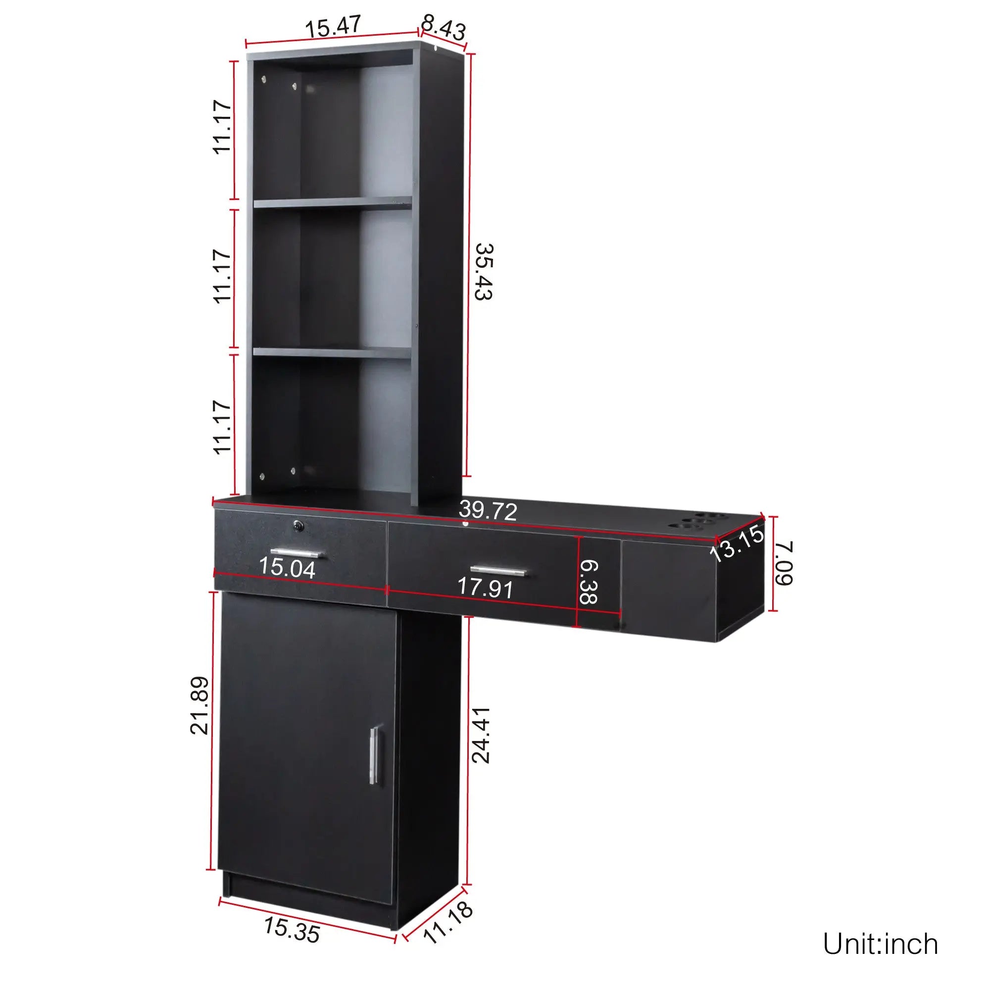 40" Black Wood Mirrored Two Drawer Vanity Table Homeroots Living Room